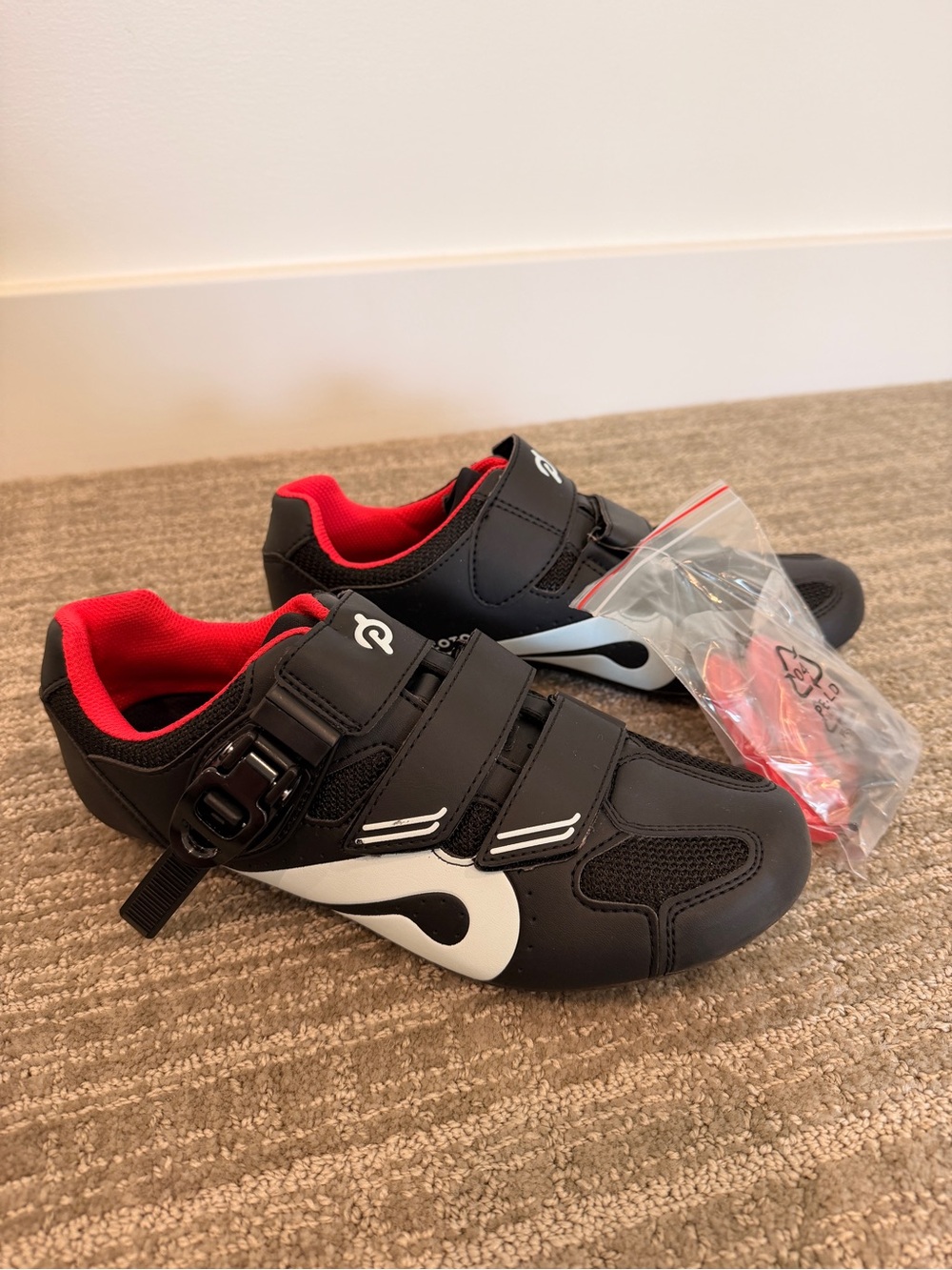 Peloton Black and Red Cycling Shoes